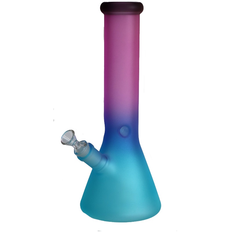 12" GRAV Frosted Glass Bong-Water Pipe-Downstem & Herb Slide-Blue Purple Fade Glow in the Dark - Grav Water Bong