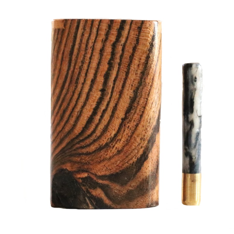 Bocote Wood Dugout & Brass one hitter pipe - Bocote Slider Lid dugout