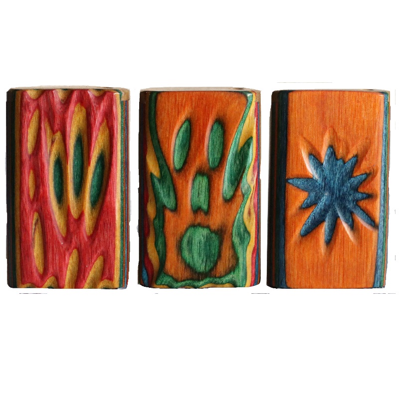 3" Etched Diamond Wood Dugouts-Slider Lids w/ 2" Brass Bat - Diamond Wood Dugouts
