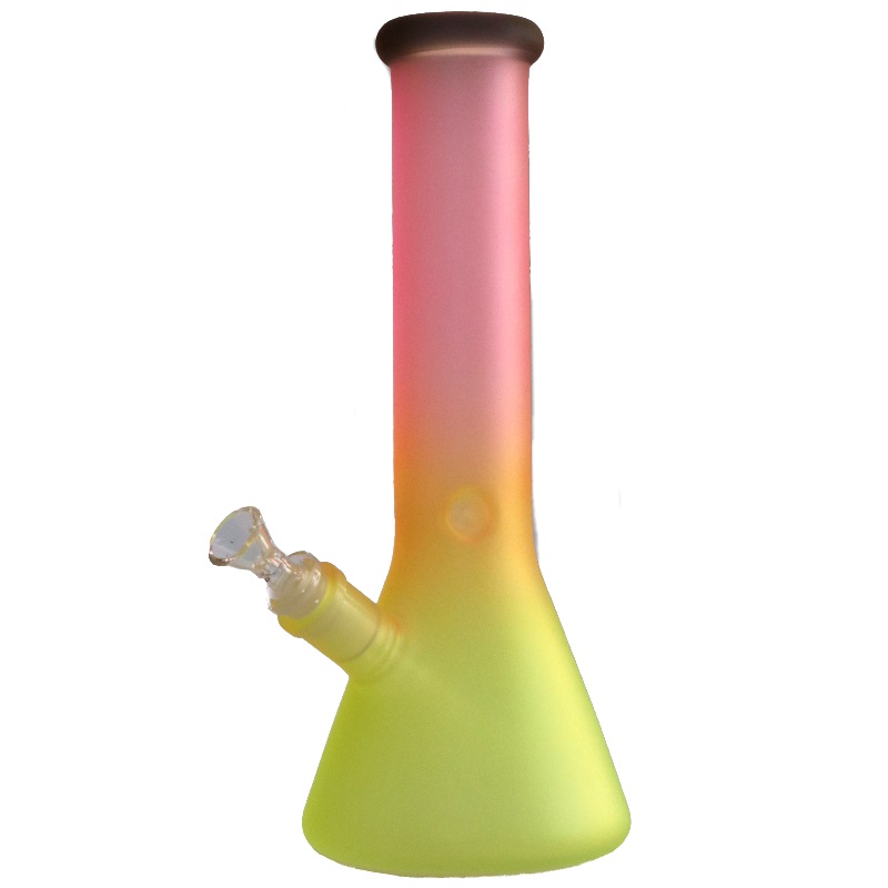 12" GRAV Frosted Glass Bong-Water Pipe-Downstem & Herb Slide-Lime Strawberry Fade Glow in the Dark - Glow in the Dark Glass Bong
