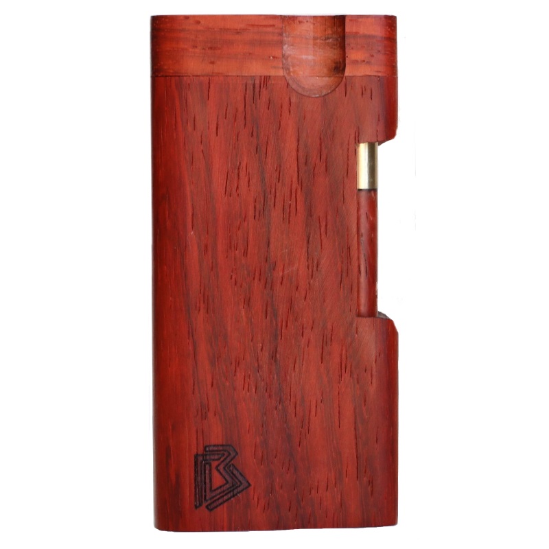 4" Padauk Square Cutaway Dugout & One Hitter Pipe-American Crafted Stash Box - Padauk Swivel Lid Dugout