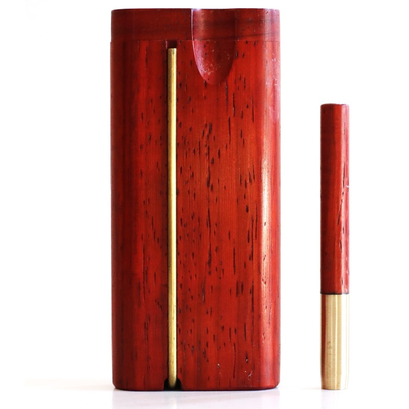 3" & 4" Red Padauk Swivel Lid Dugouts-Built in Poker & One Hitter Pipe - Padauk swivel lid dugout