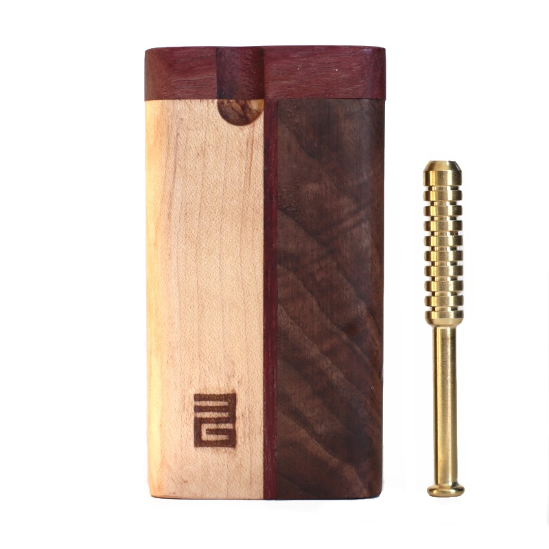 3rd Grain Swivel Lid Dugouts & One hitter pipes-American Crafted Stash Box-Walnut/Cherry Mix - Storage Box for Weed