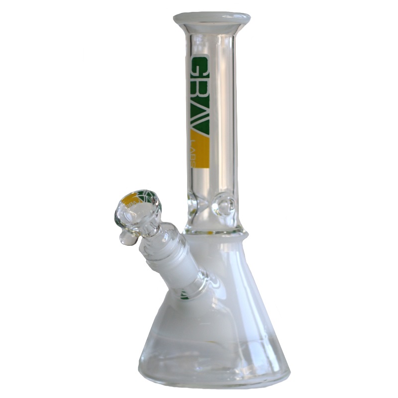 8" GRAV Glass Bong-Water Pipe-Downstem & Herb Slide-Green/Yellow - 8' Water Bong by GRAV