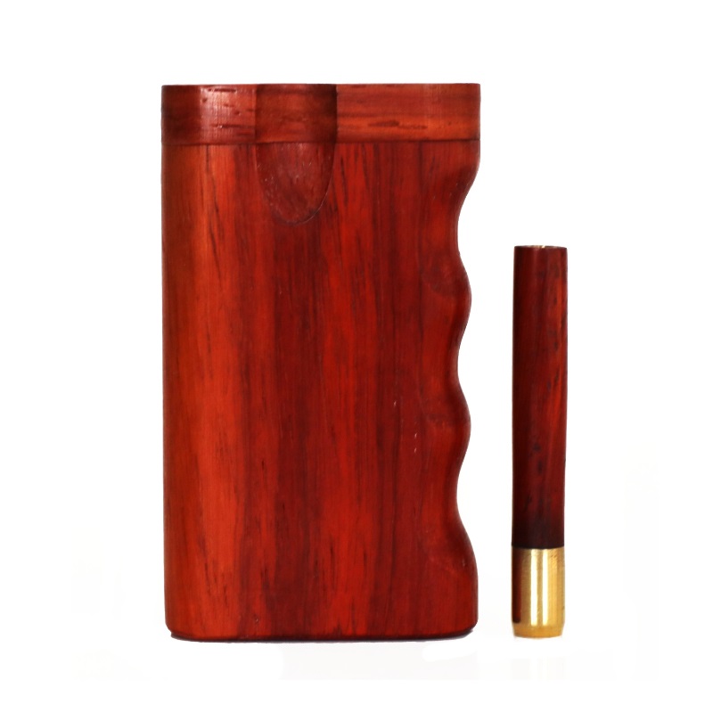 3" Padauk Spring Lock Dugouts & One hitter pipe-American Handcrafted Stash Boxes - 3' Padauk Spring Lock Dugouts & One hitter pipe-American Handcrafted Stash Boxes