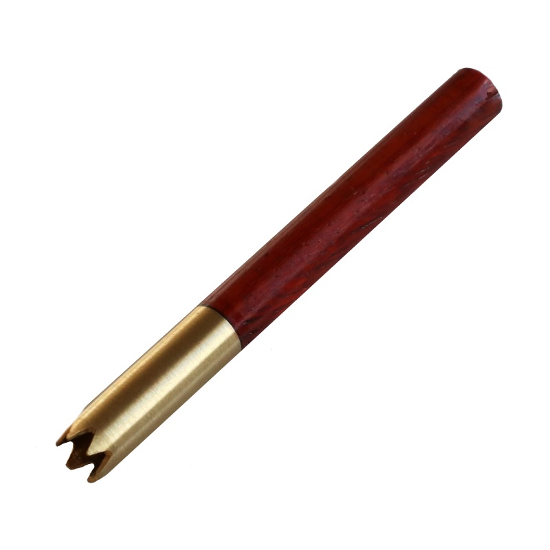 3"Brass Grinder Tip Pipe-Designed for 4" Dugouts-Padauk Wood Heat Cover - Brass Grinder Tip Pipe