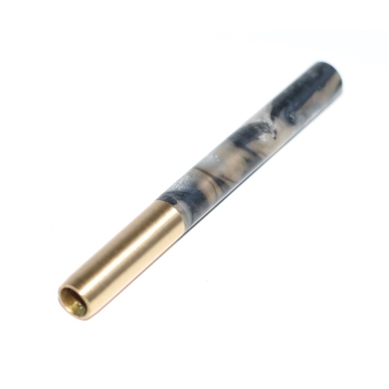 3"Brass Pipe-Designed for 4" Dugouts-Silver Resin Heat Cover - Silver Resin Brass One Hitter Pipe