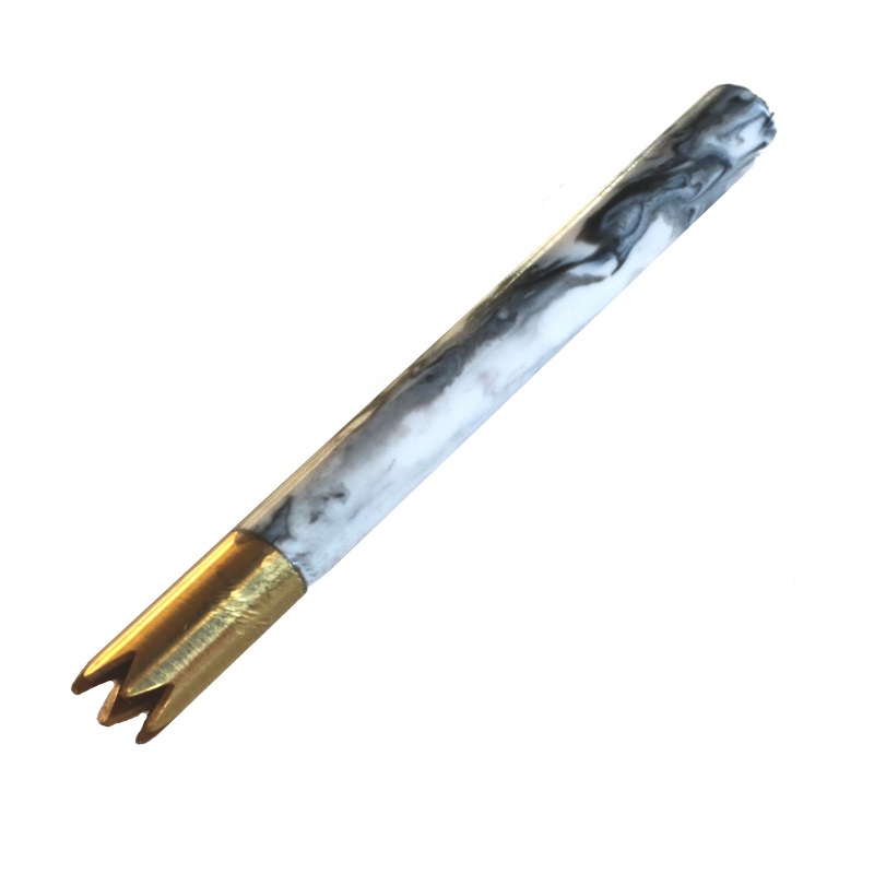 3"Brass Grinder Tip Pipe-Designed for 4" Dugouts-White Resin Wood Heat Cover - Brass Grinder Tip Pipe