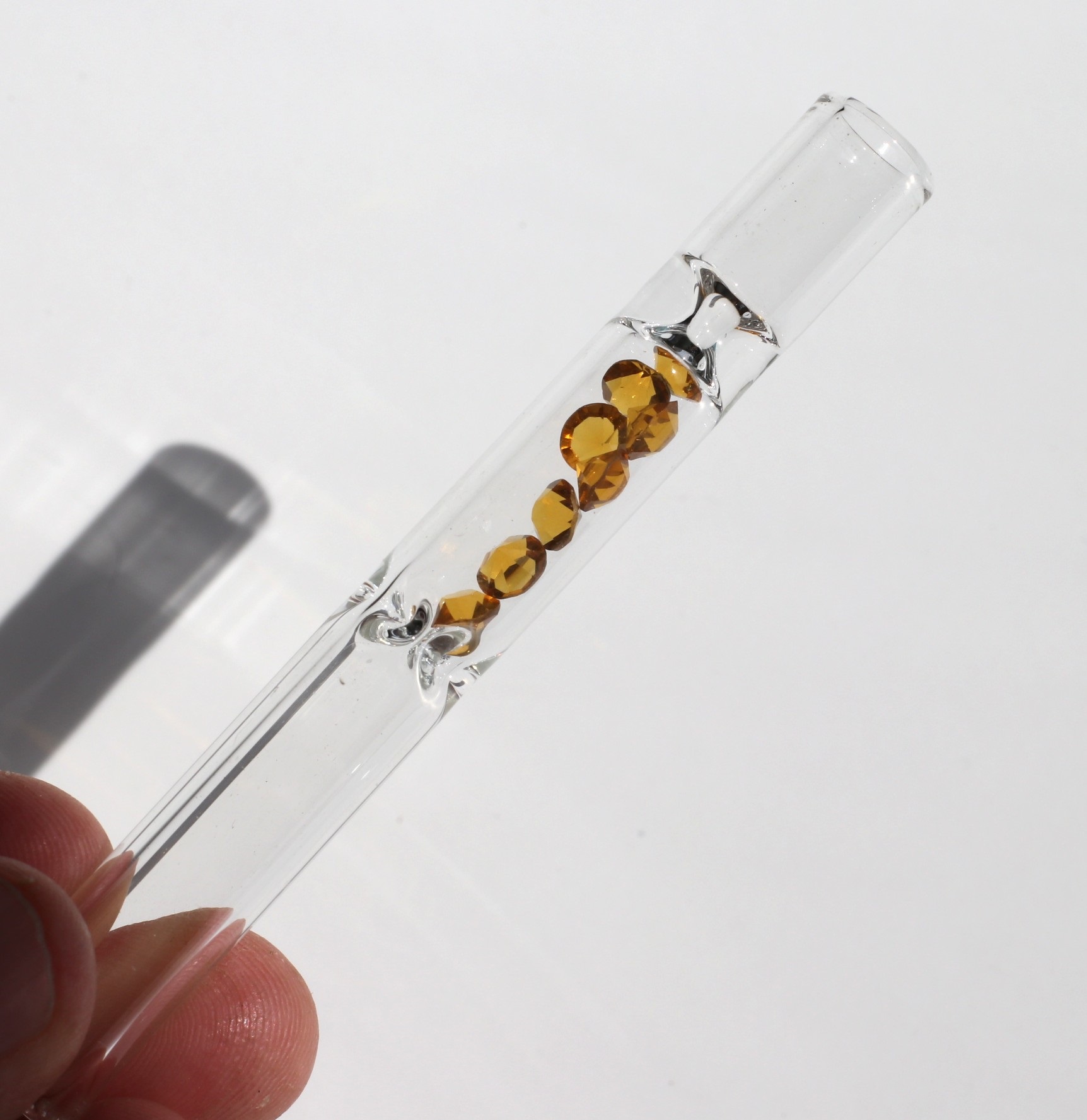 4" Glass One Hitter Pipe-Chillum-Gem Filter Chamber-Unique Glass Pipe - Glass Chillum-one hitter pipe