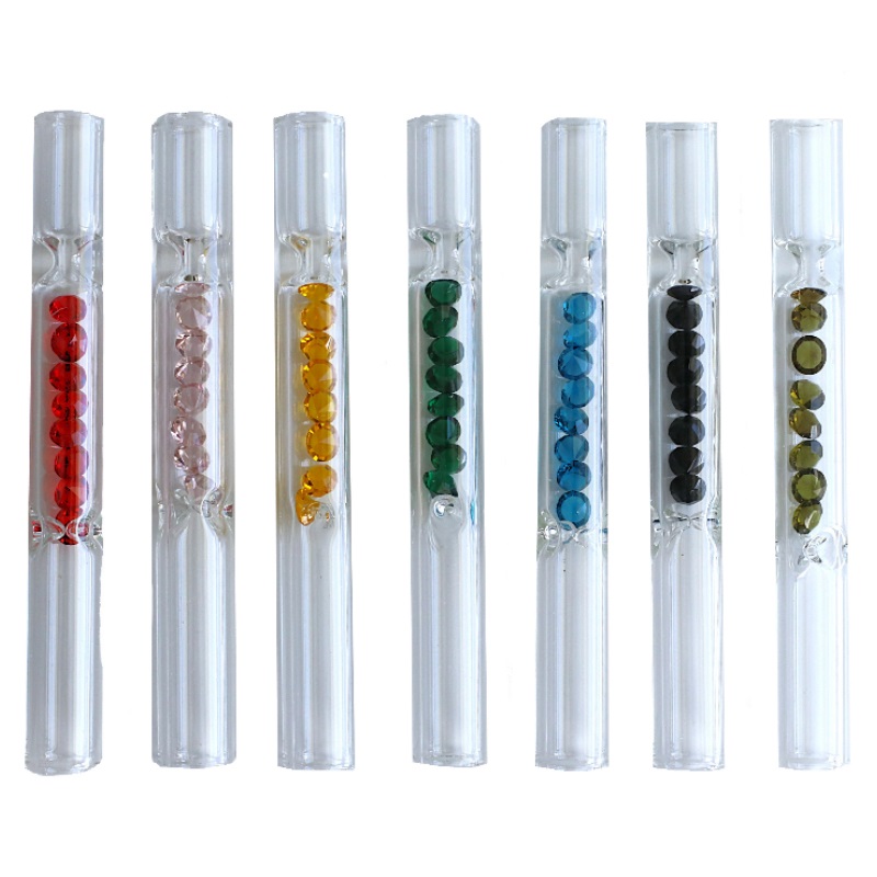 4" Glass One Hitter Pipe-Chillum-Gem Filter Chamber-Unique Glass Pipe - 4' Glass One Hitter Pipe