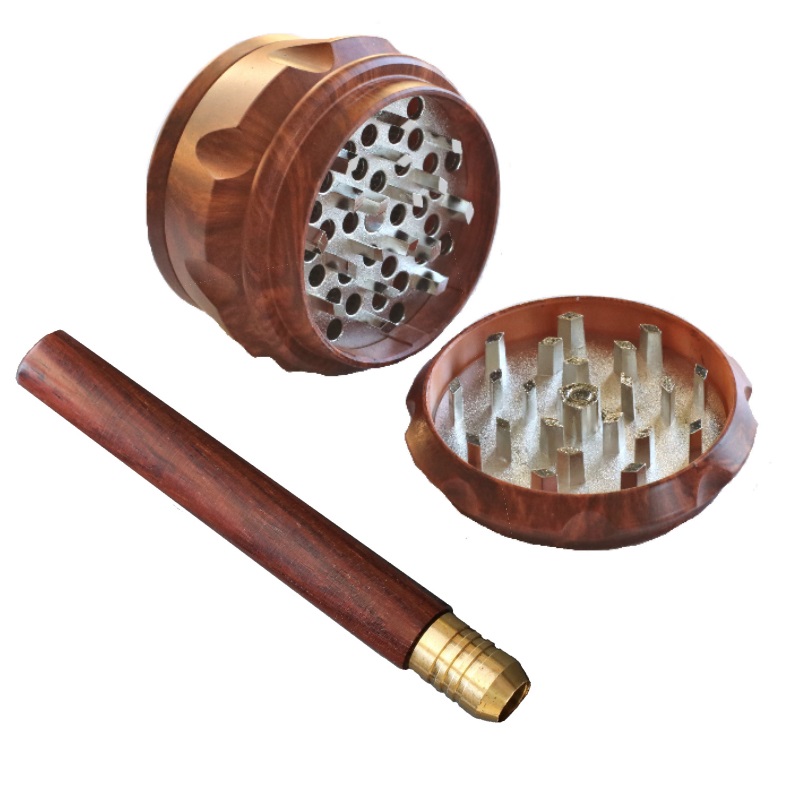 Herb Grinder & Exotic Wood Pipe-Perfect Gift for Smoker's