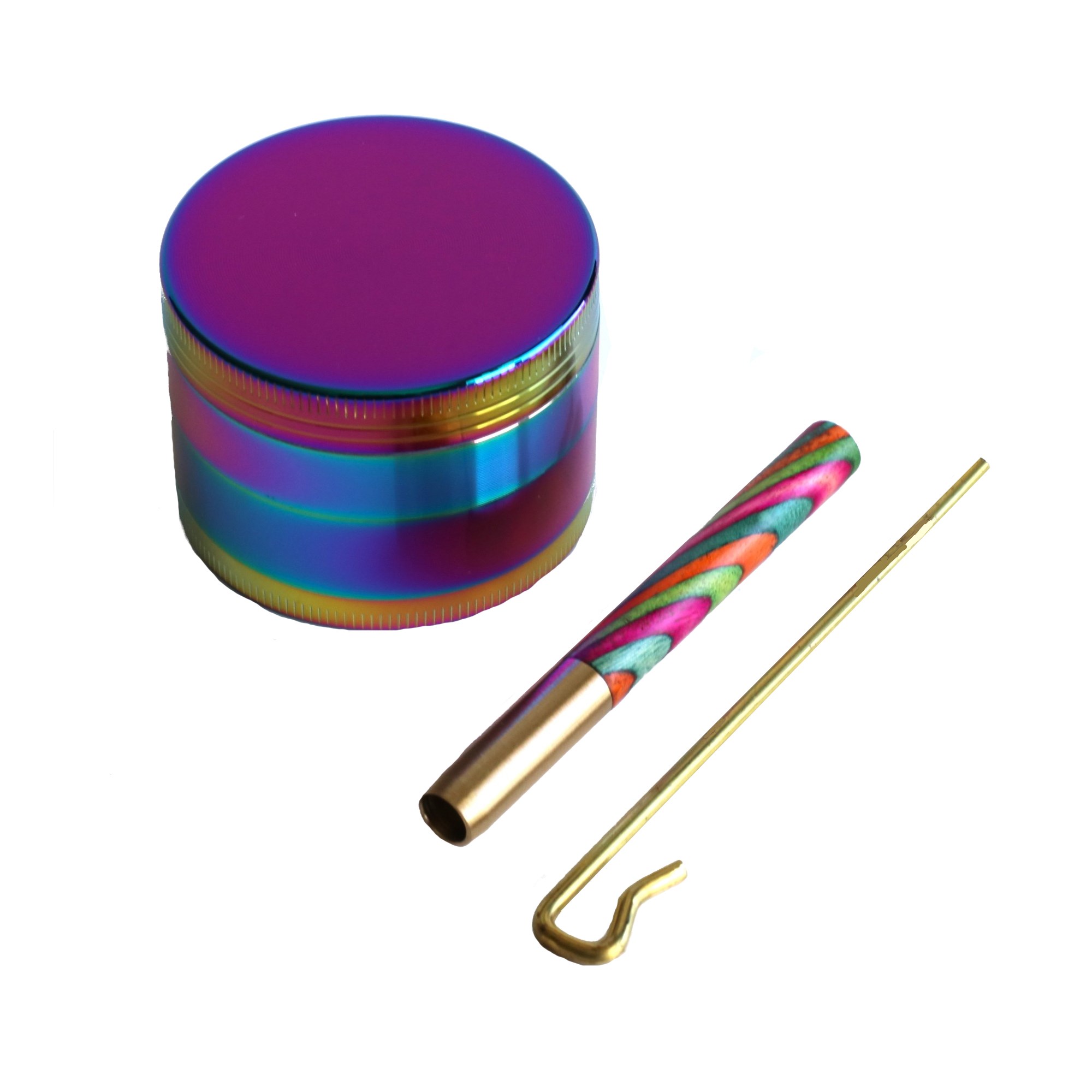Rainbow Gift Pack- 2" Rainbow Grinder & 3" Rainbow Mango Brass One Hitter- Perfect Combo- Class Act-Colorful Gift - Rainbow Gift Pack