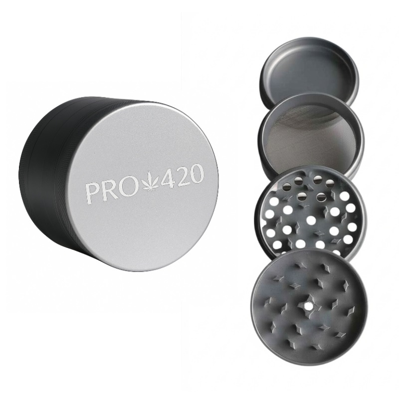 PRO 420 Ceramic Herb Grinder- 63mm Diameter-4 Piece Professional Herb & Marijuana Grinder-Silver - PRO 420 Ceramic Herb Grinder- 63mm Diameter-4 Piece Professional Herb & Marijuana Grinder-Silver