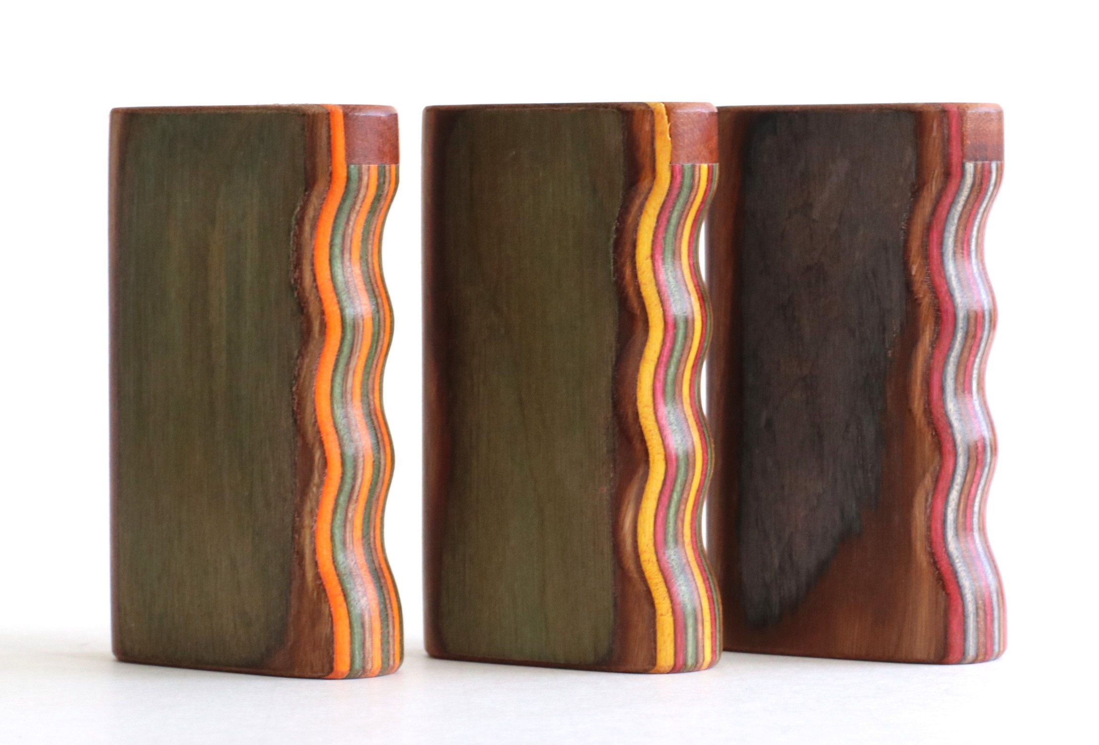 3" Colorful Wood Dugout & One Hitter Pipe-Unique Magnetic Lid-American Crafted Stash Box