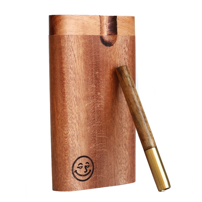 Mahogany Wood Dugout & One Hitter Pipe-American Crafted Stash Box-Extra Storage - Walnut Swivel Lid Dugout by Better Life