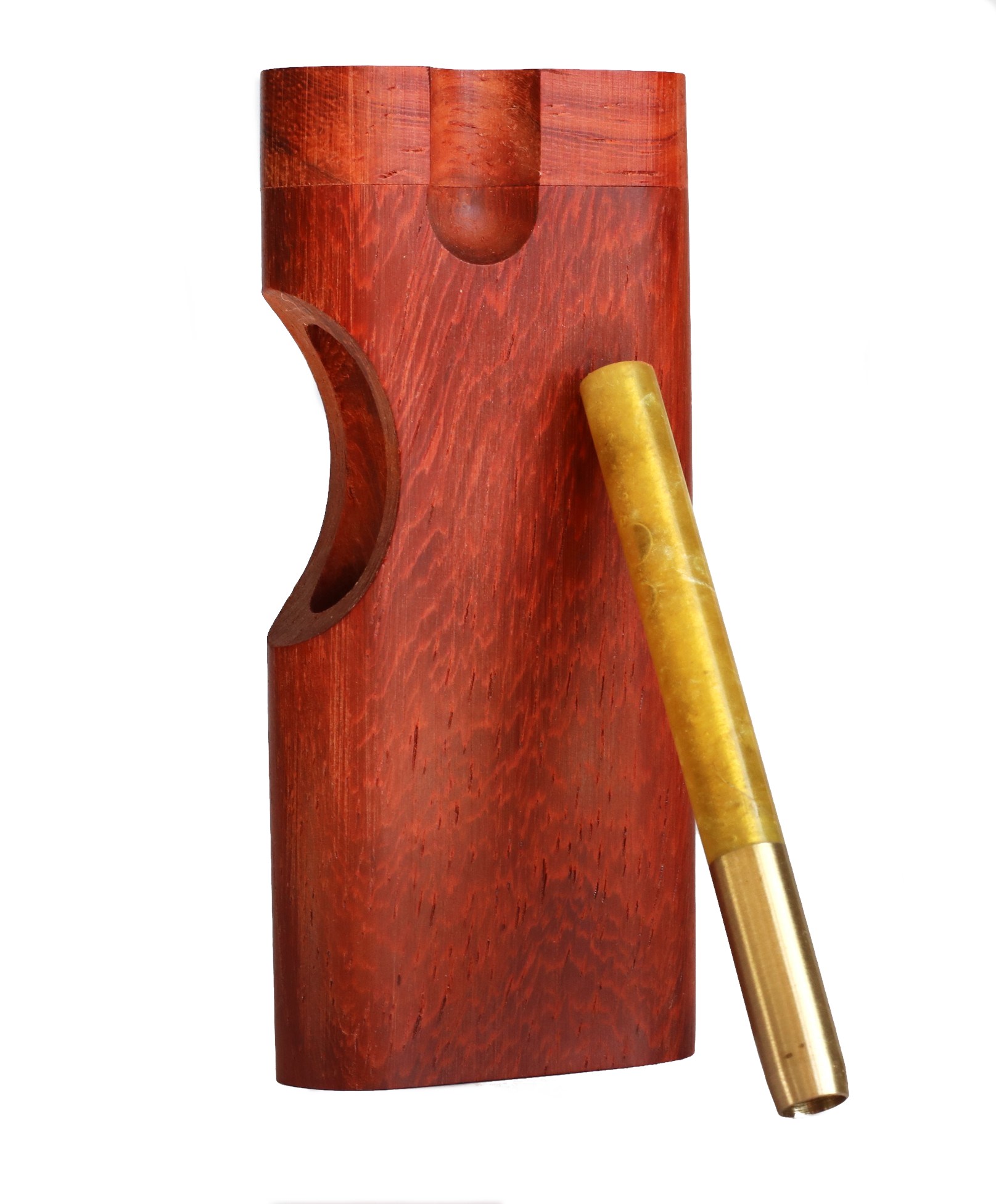 4" Padauk Swivel Lid Dugout & One hitter pipe-American Made by Better Life-Locking Lid - Swivel Lid Cutaway Dugout by Better Life
