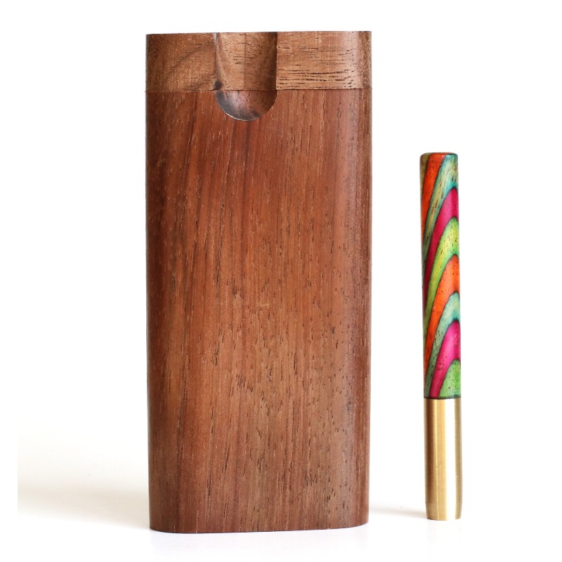 4" Walnut Swivel Lid Dugout & One hitter pipe-American Made by Better Life - Walnut Swivel Lid Dugout