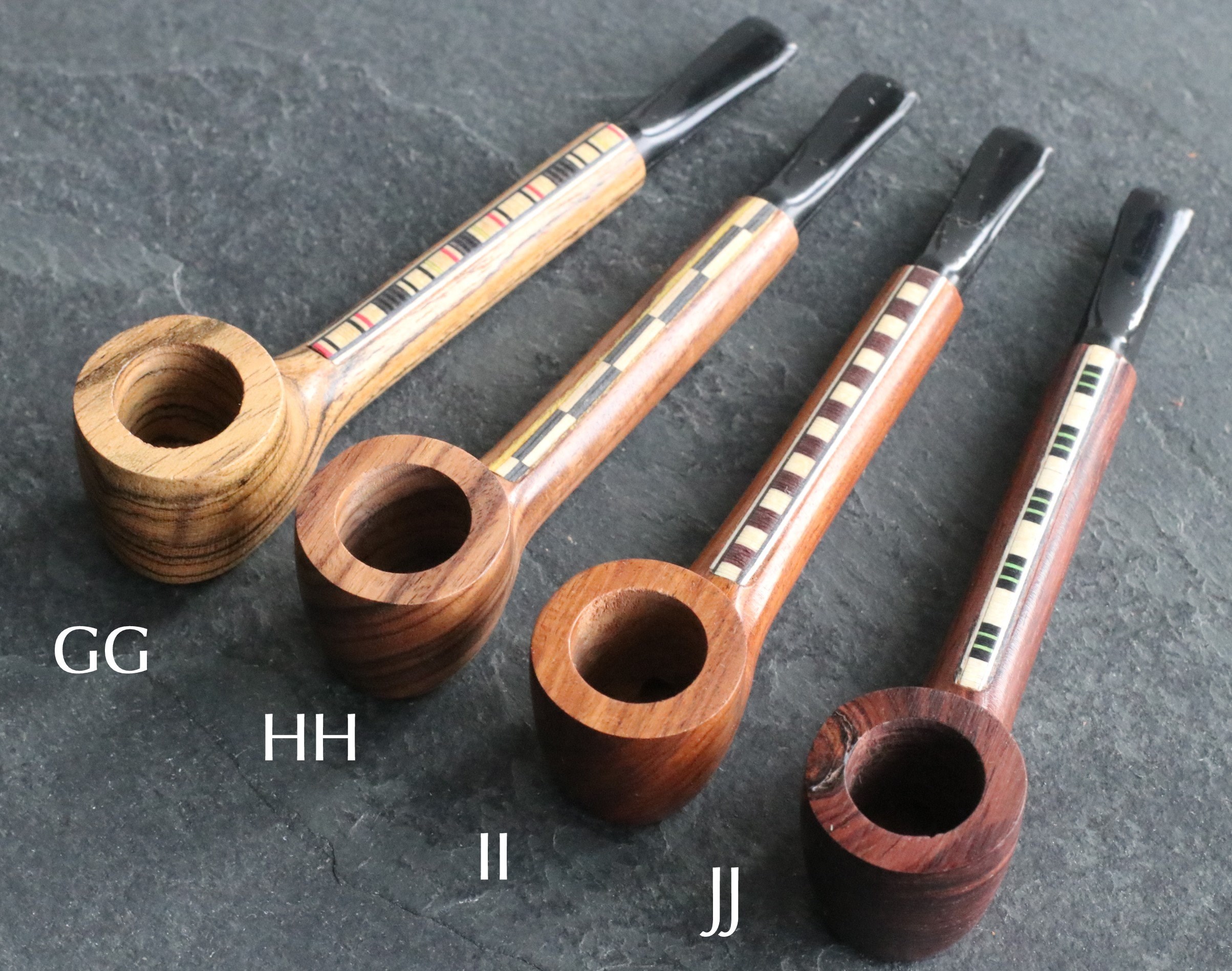 4.5" Wood Pipe- L55 THE WARRIOR- Exotic Wood with Inlayed Stem- Perfect Smoker's Gift