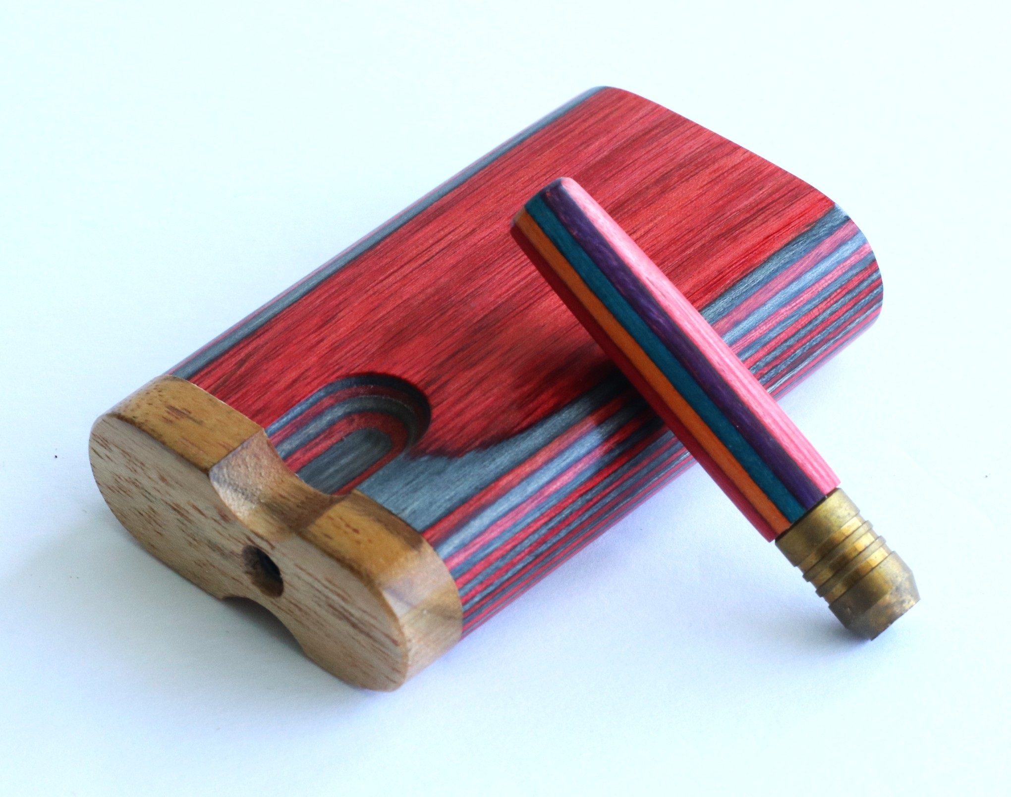 3" Swivel Lid Diamond Wood Dugouts & One Hitter Pipes-Colorful Small Stash Box - 3' Swivel Lid Diamond Wood Dugouts & One Hitter Pipes-Colorful Small Stash Box