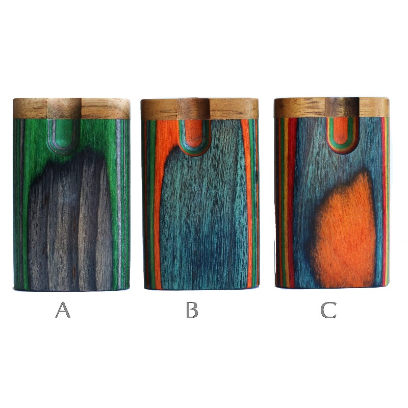 3" Swivel Lid Diamond Wood Dugouts & One Hitter Pipes-Colorful Small Stash Box - 3' Swivel Lid Diamond Wood Dugouts & One Hitter Pipes-Colorful Small Stash Box