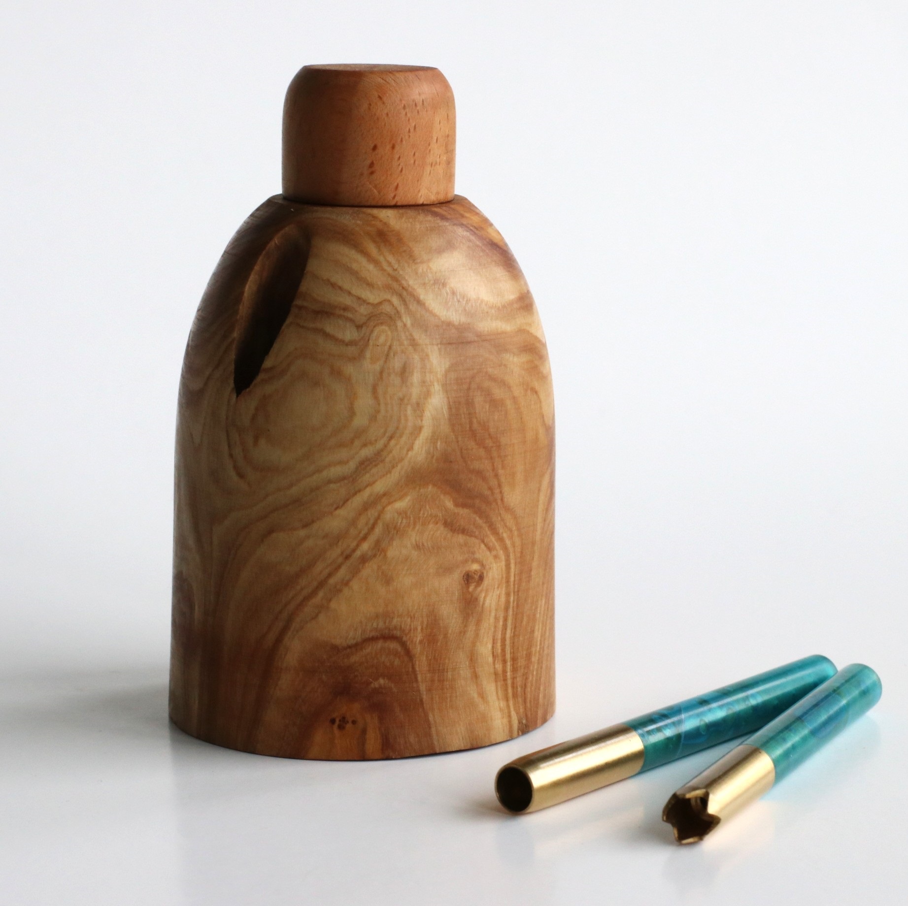 Olive Wood Tabletop Dugout- One Hitter Stash Box- Smoker's Gift