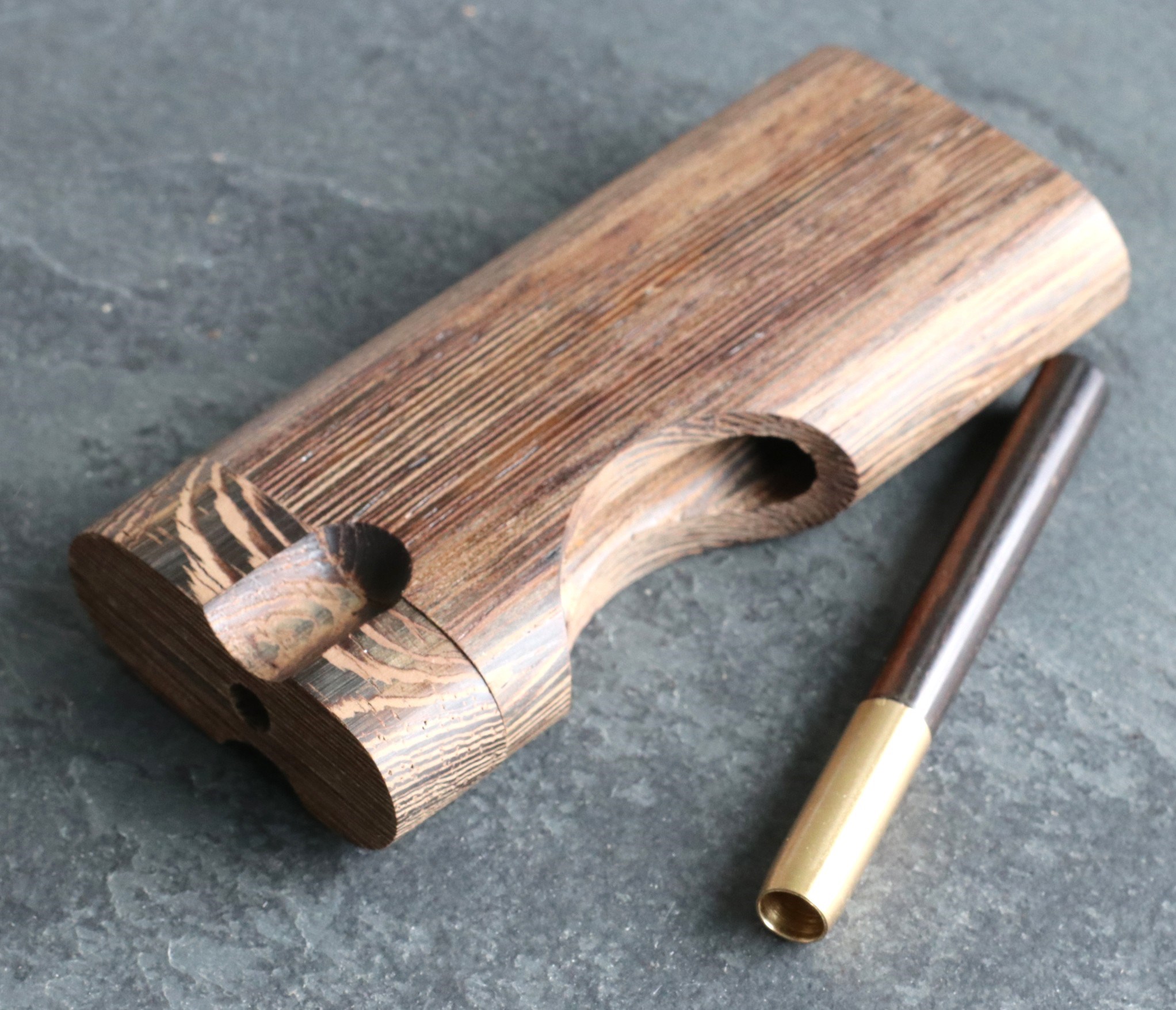 4" Wenge Swivel Lid Dugout & One hitter pipe-American Made by Better Life-Locking Lid