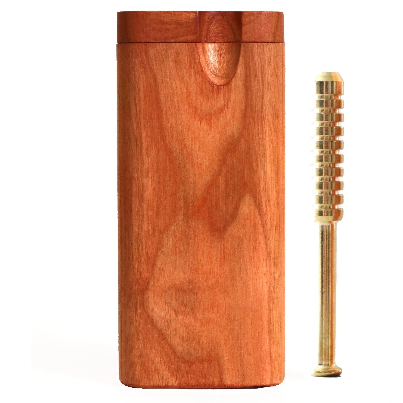 Brazilian Cherry Wood Dugouts & Brass One Hitter Pipe-Spring Lock Lid