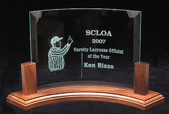 F-81 - Curved Glass Award with Stand
