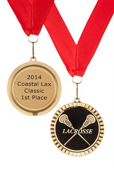 MDL-CM- Crossed Stick Mylar Lacrosse Medal ***SALE $3.45***