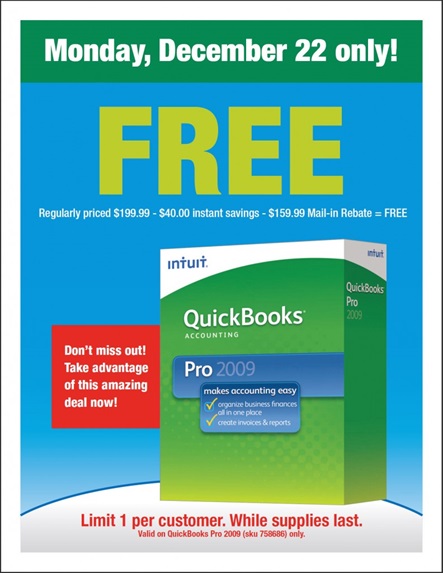 Free QuickBooks at Staples