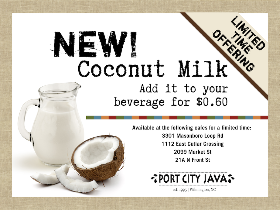 Thanks to a successful LTO, Coconut Milk will soon be offered in all Port City Java coffeehouse franchises!